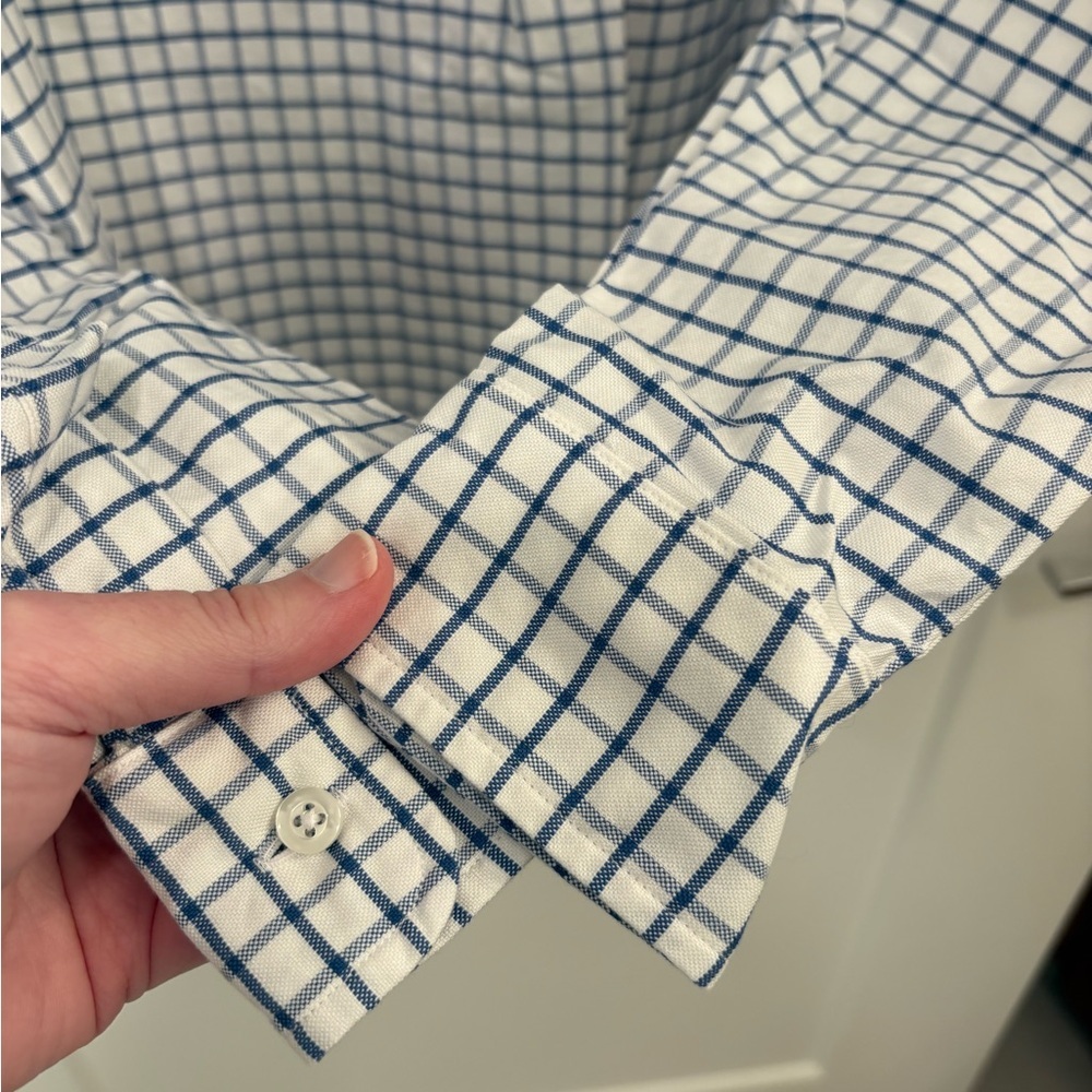 Frank & Eileen Joedy Boyfriend Cotton Button Up Shirt Blue White Size Small - Picture 11 of 11